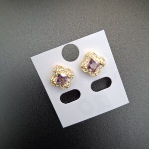 Elegant Gold and Purple Stud Earrings